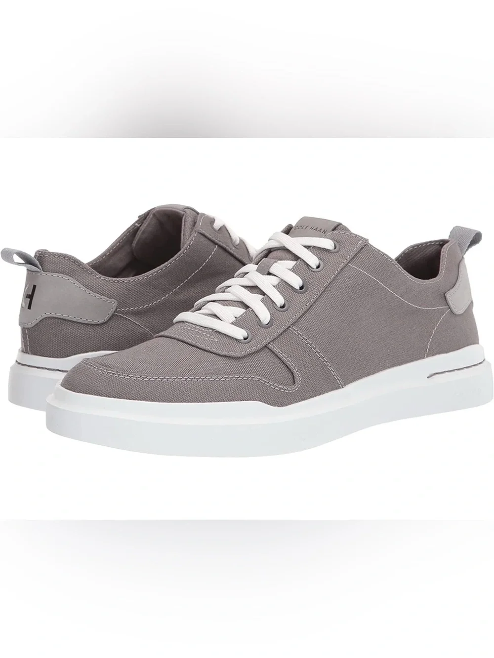 Cole Haan Men’s Gray Canvas Low-Top Sneakers with White Sole - Picture 1 of 16